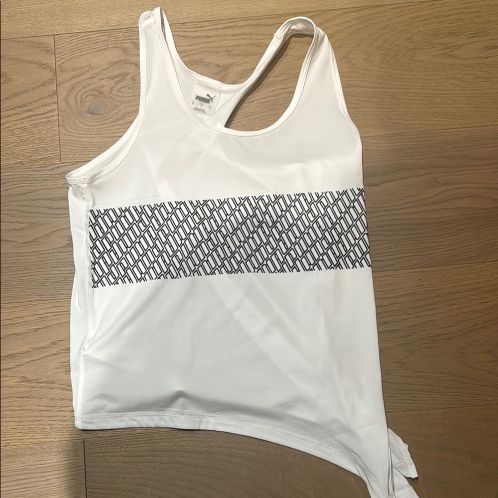 Puma Asymmetrical White and Black Sleeveless Tank Top